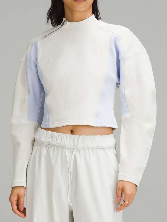 lululemon athletica Sweaters - Lululemon Ribbed Luxtreme Wide-Sleeve Pullover Bone / Blissful Blue